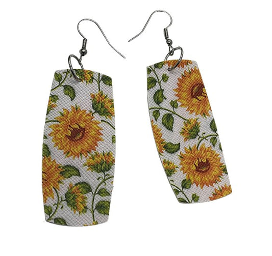 Sunflower Faux Leather Earrings