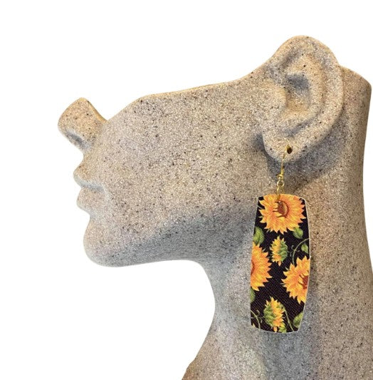 Sunflower Faux Leather Earrings