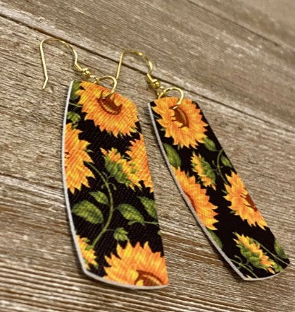 Sunflower Faux Leather Earrings