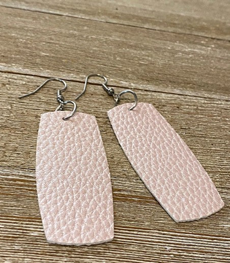 Pink Faux Leather Bar Earrings