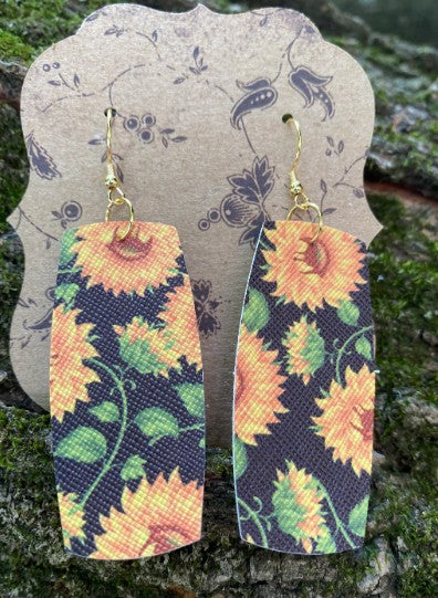 Sunflower Faux Leather Earrings