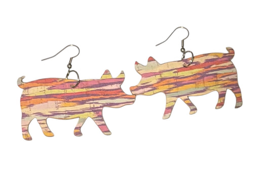 Leather Pig Earrings