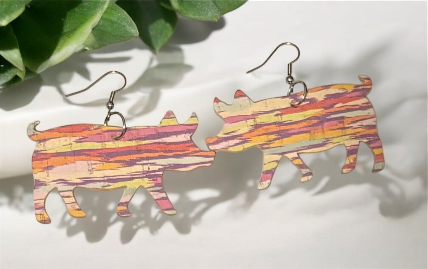 Leather Pig Earrings