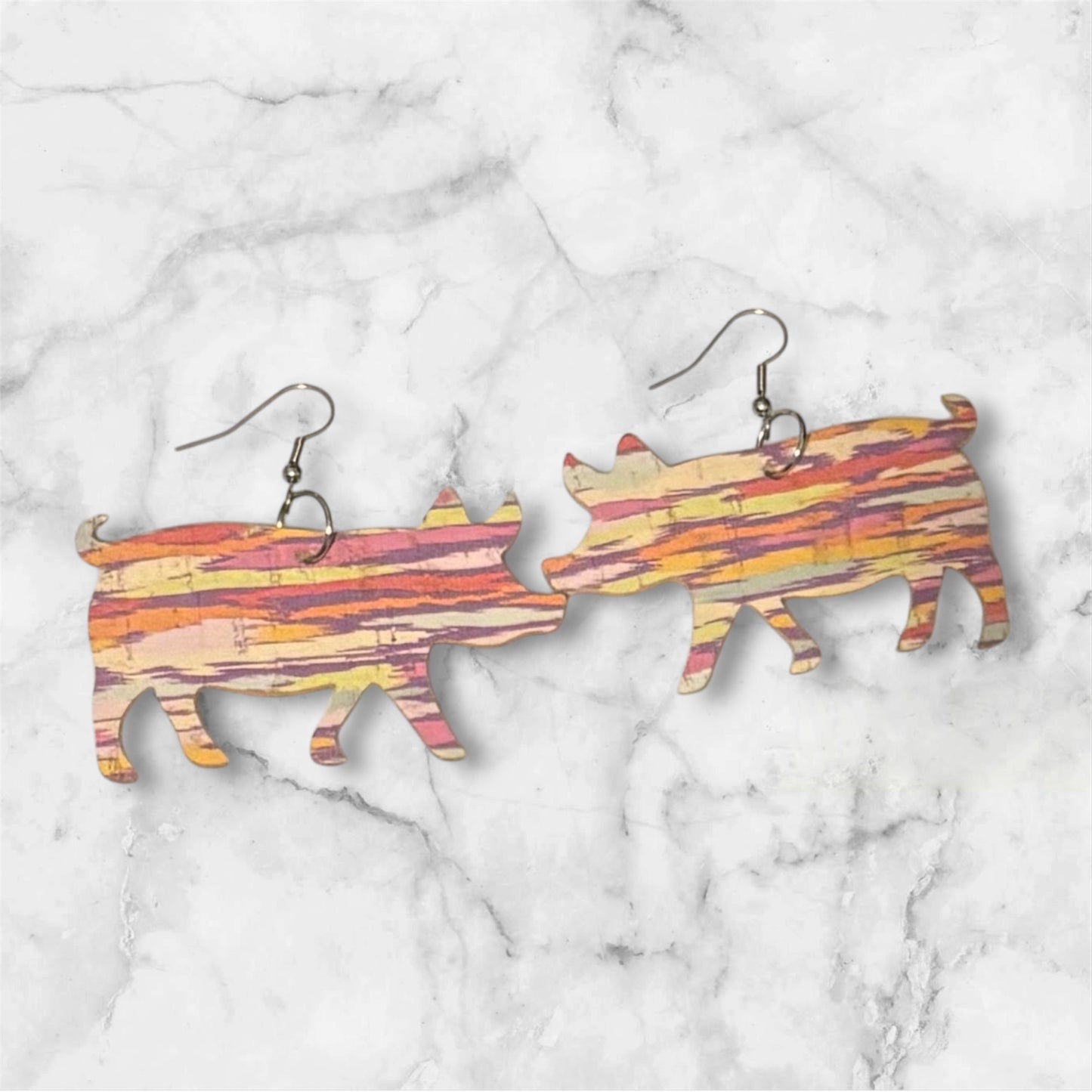 Leather Pig Earrings