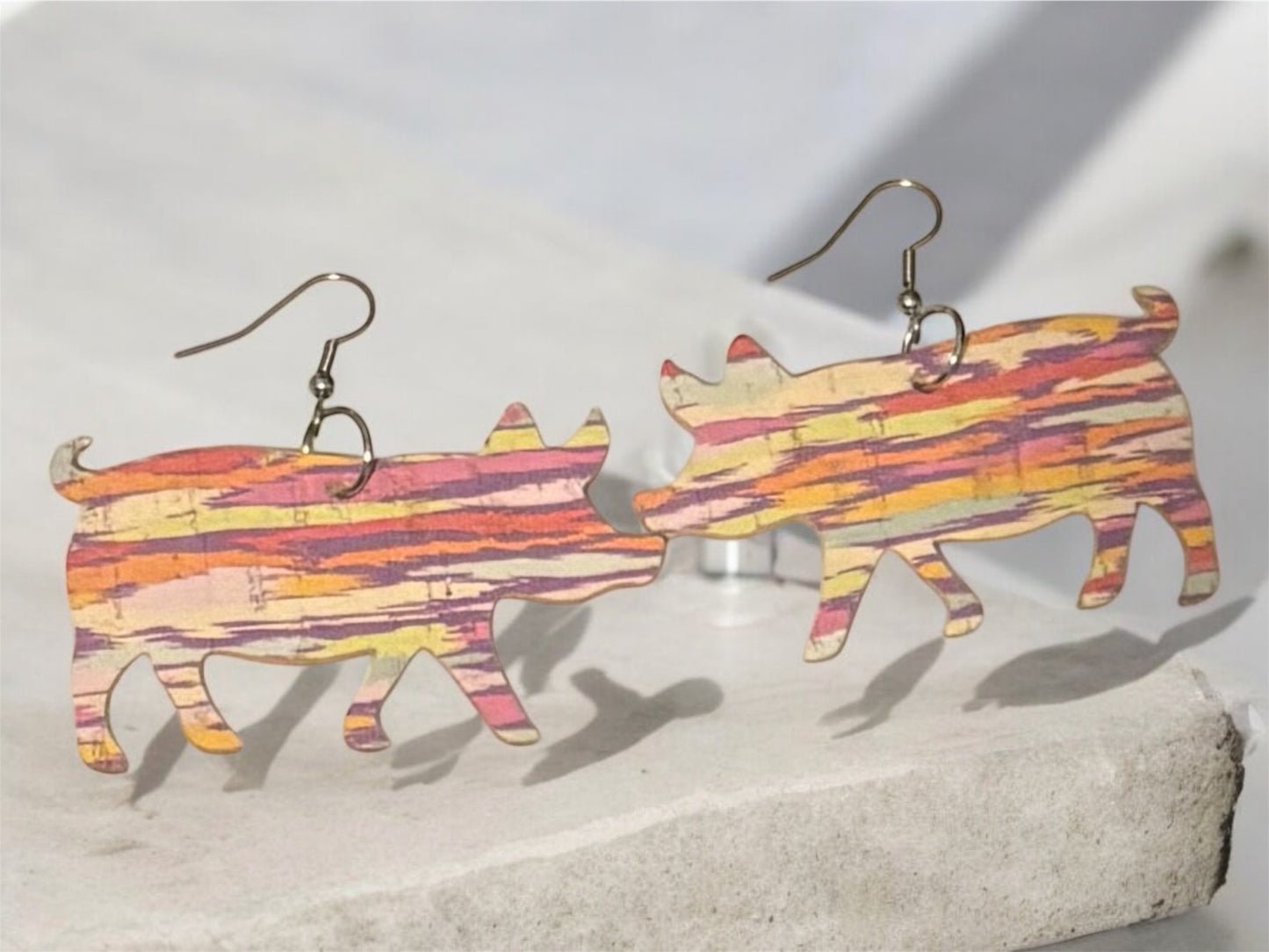 Leather Pig Earrings