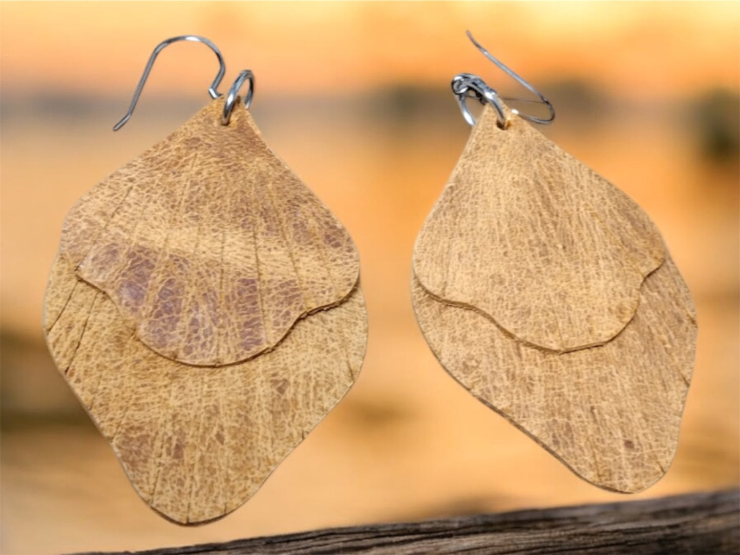 Brown Leather Fringe Earrings