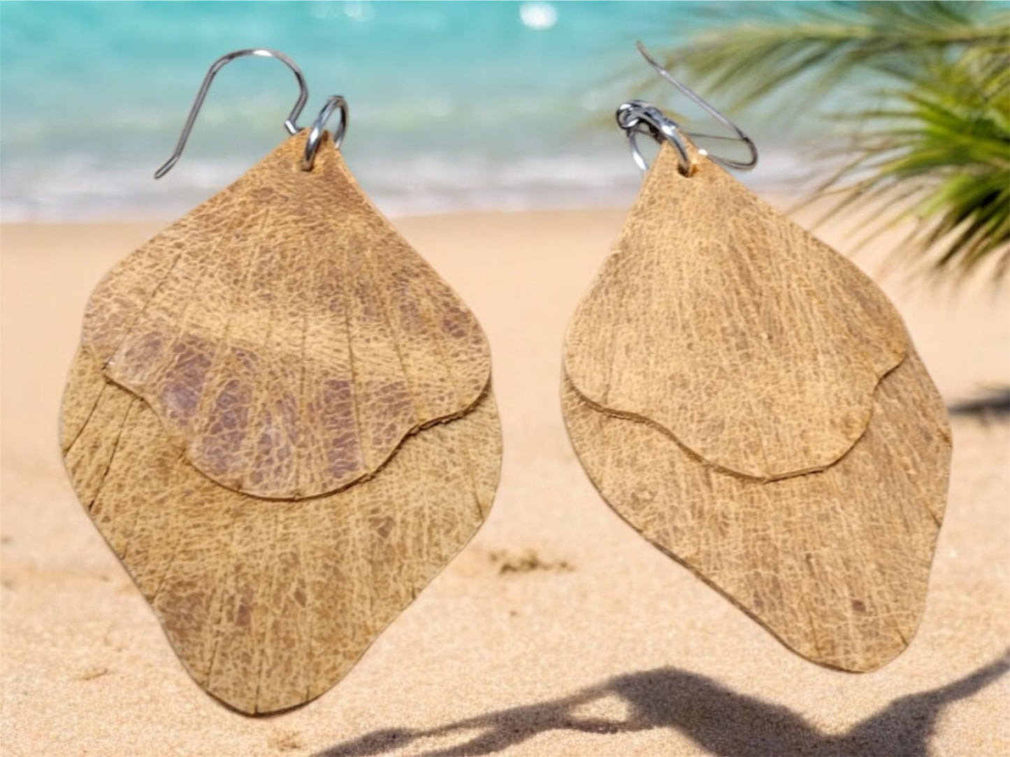 Brown Leather Fringe Earrings