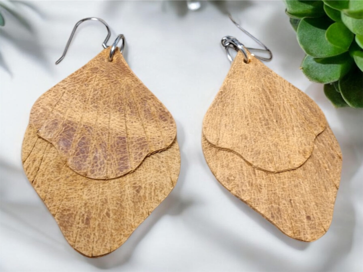 Brown Leather Fringe Earrings