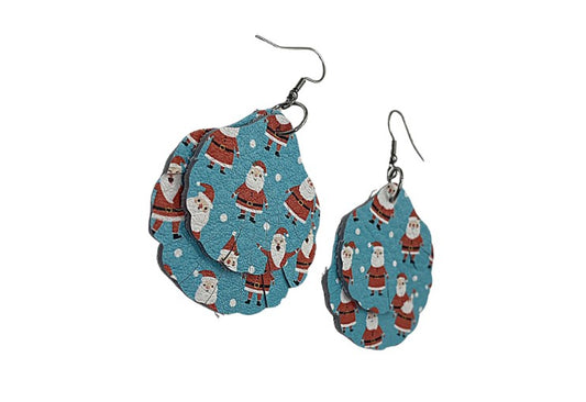 Santa Claus Leather Earrings