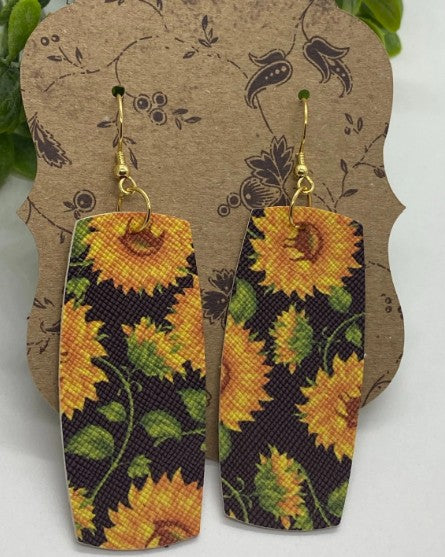 Sunflower Faux Leather Earrings