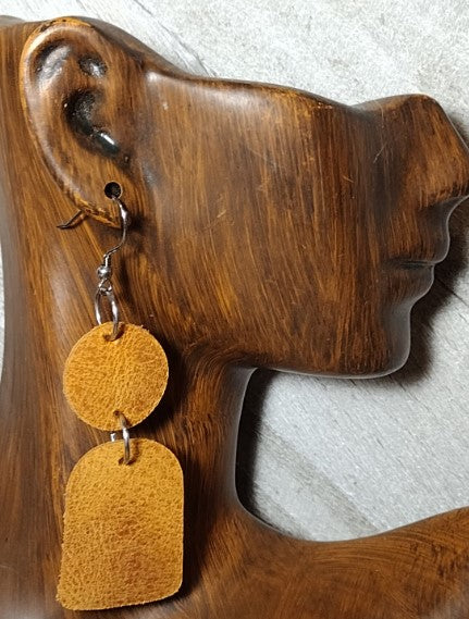 Brown Leather Earrings