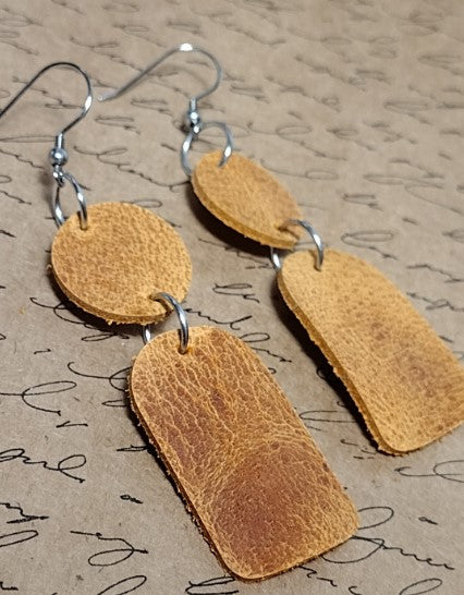 Brown Leather Earrings