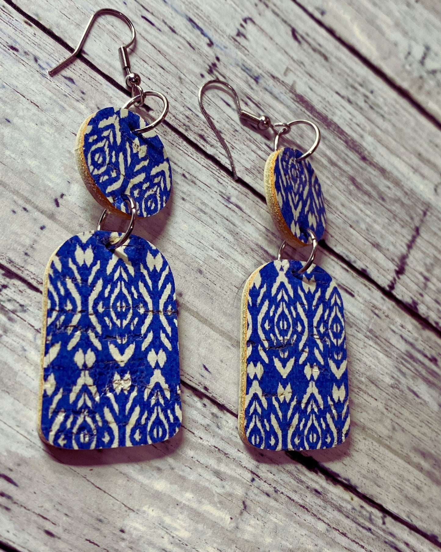 Blue Leather Bohemian Earrings