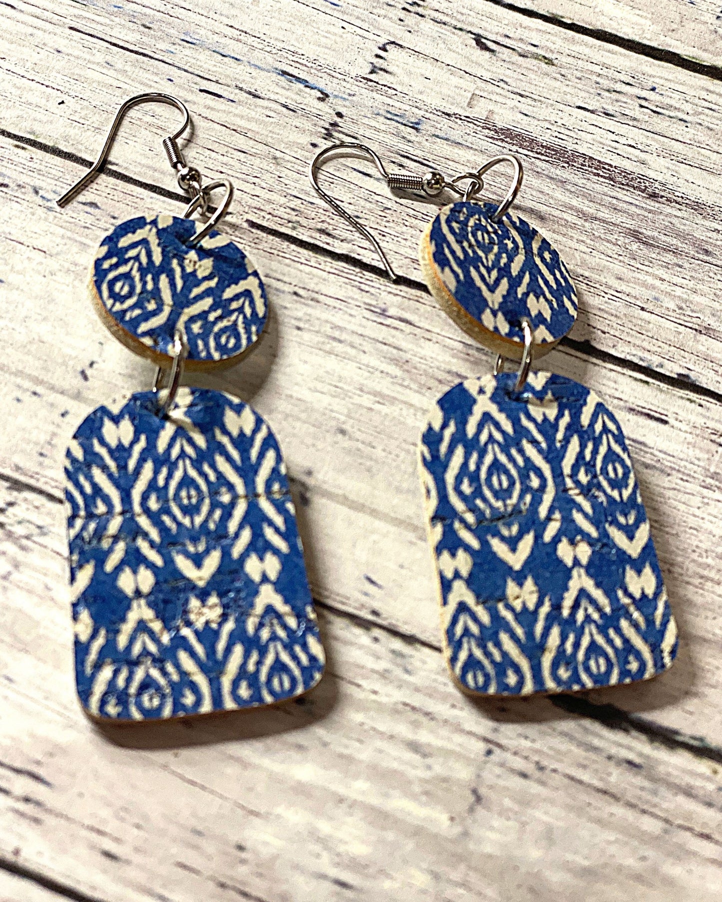 Blue Leather Bohemian Earrings