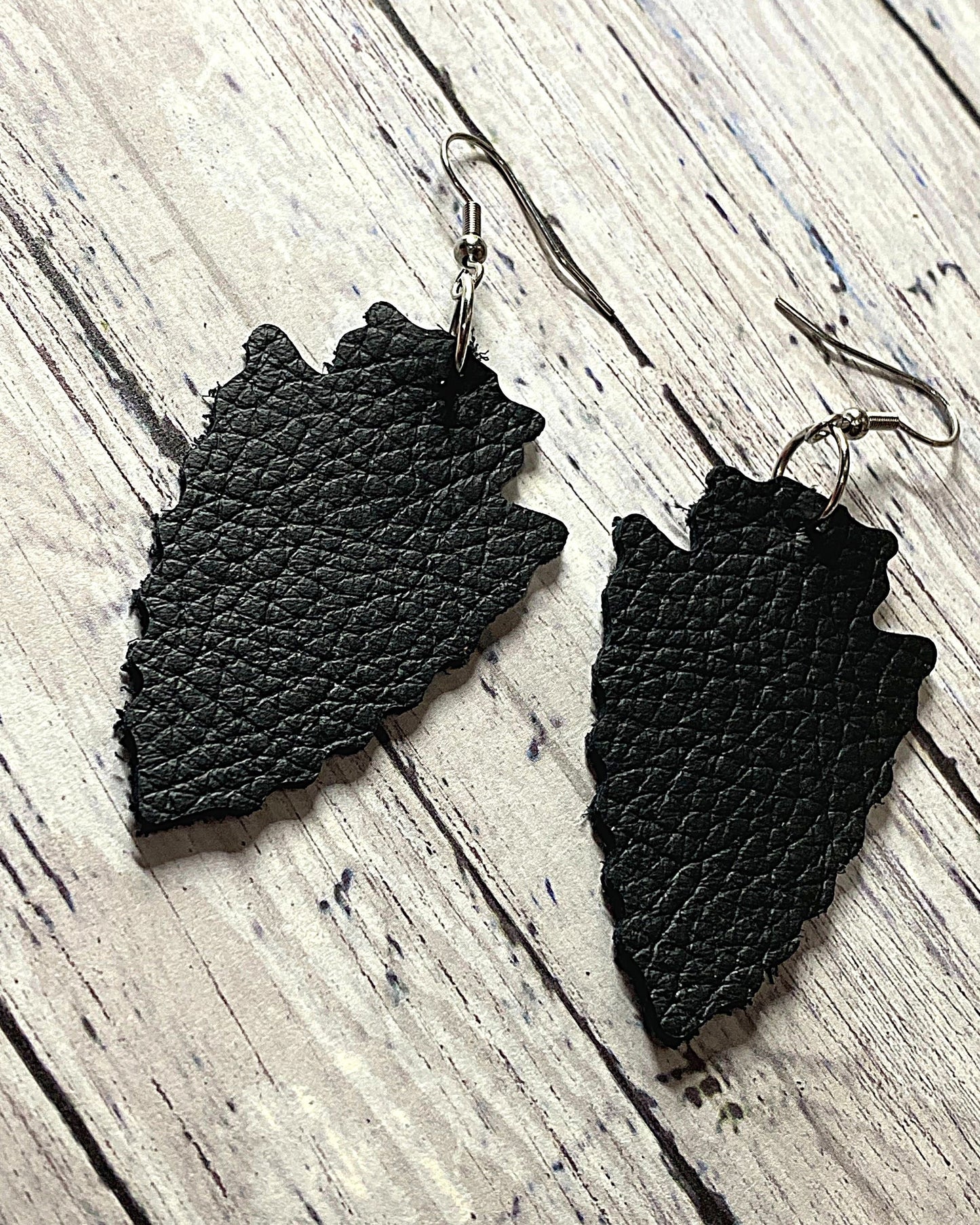 Black Arrowhead Leather Earrings