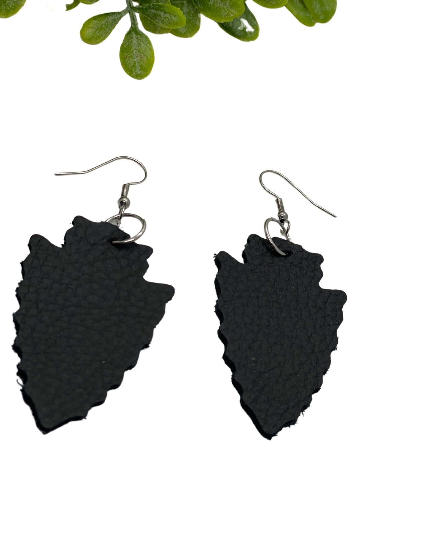 Black Arrowhead Leather Earrings