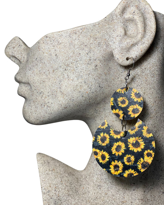 Sunflower Leather Earrings