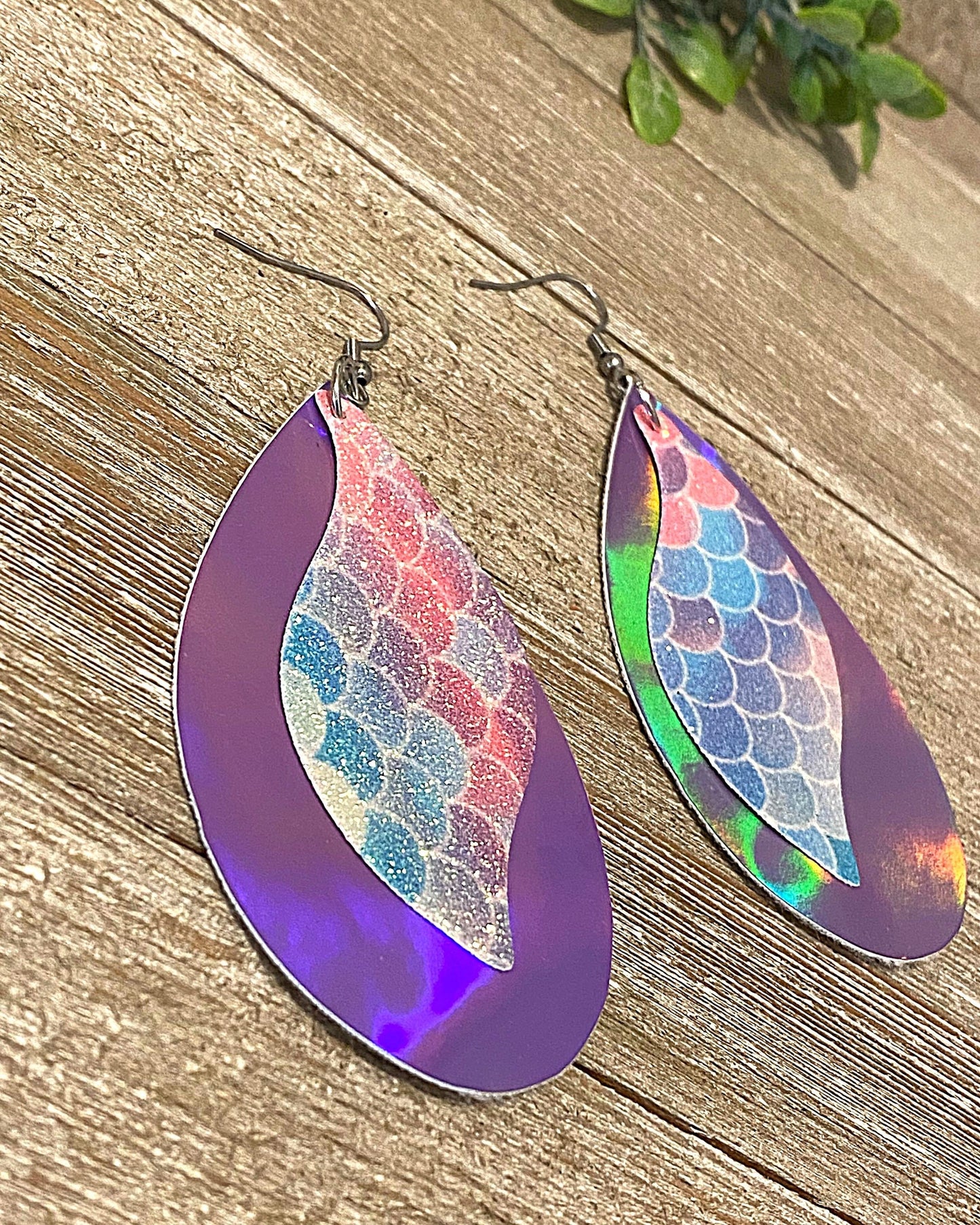 Mermaid Scales Faux Leather Earrings