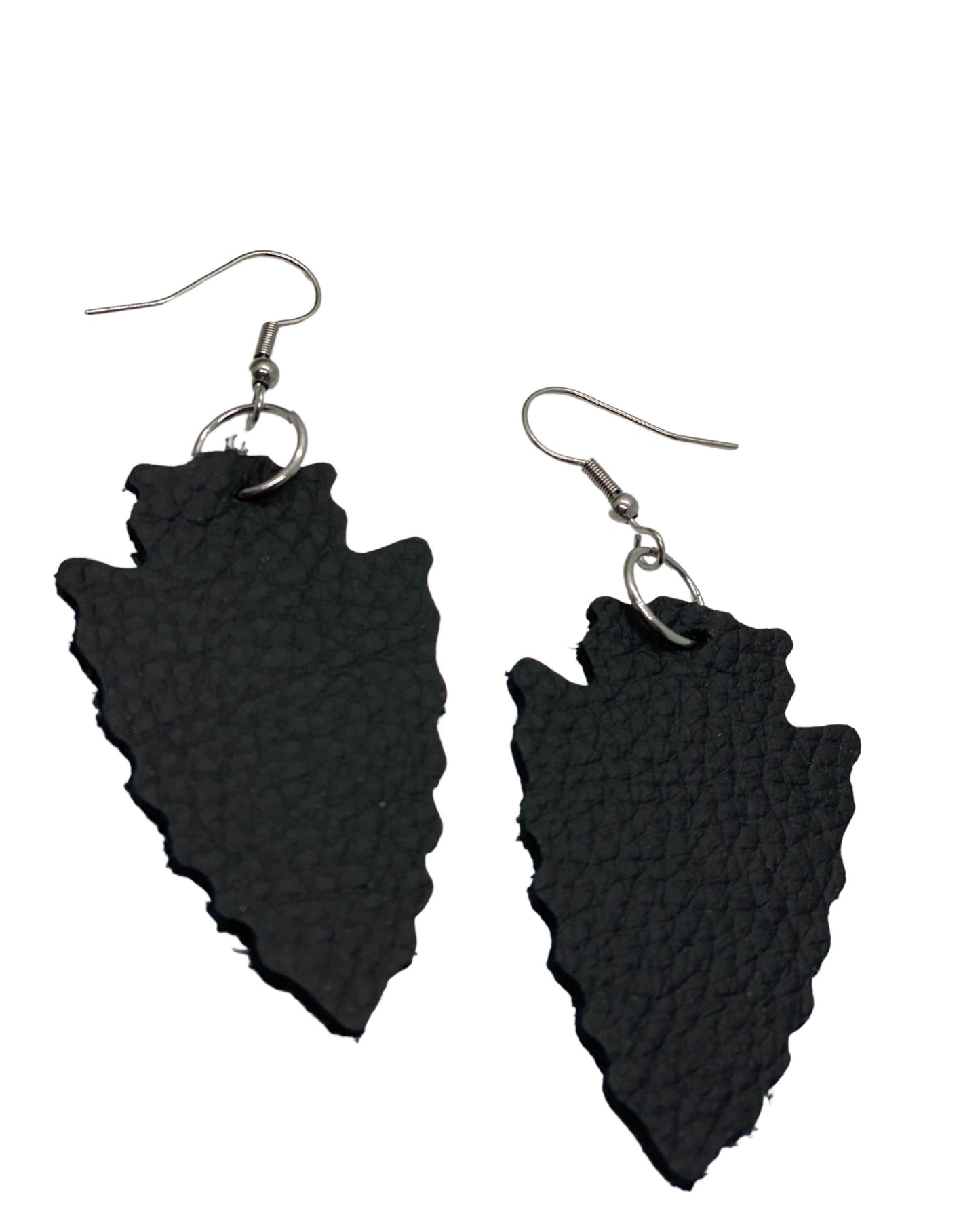 Black Arrowhead Leather Earrings