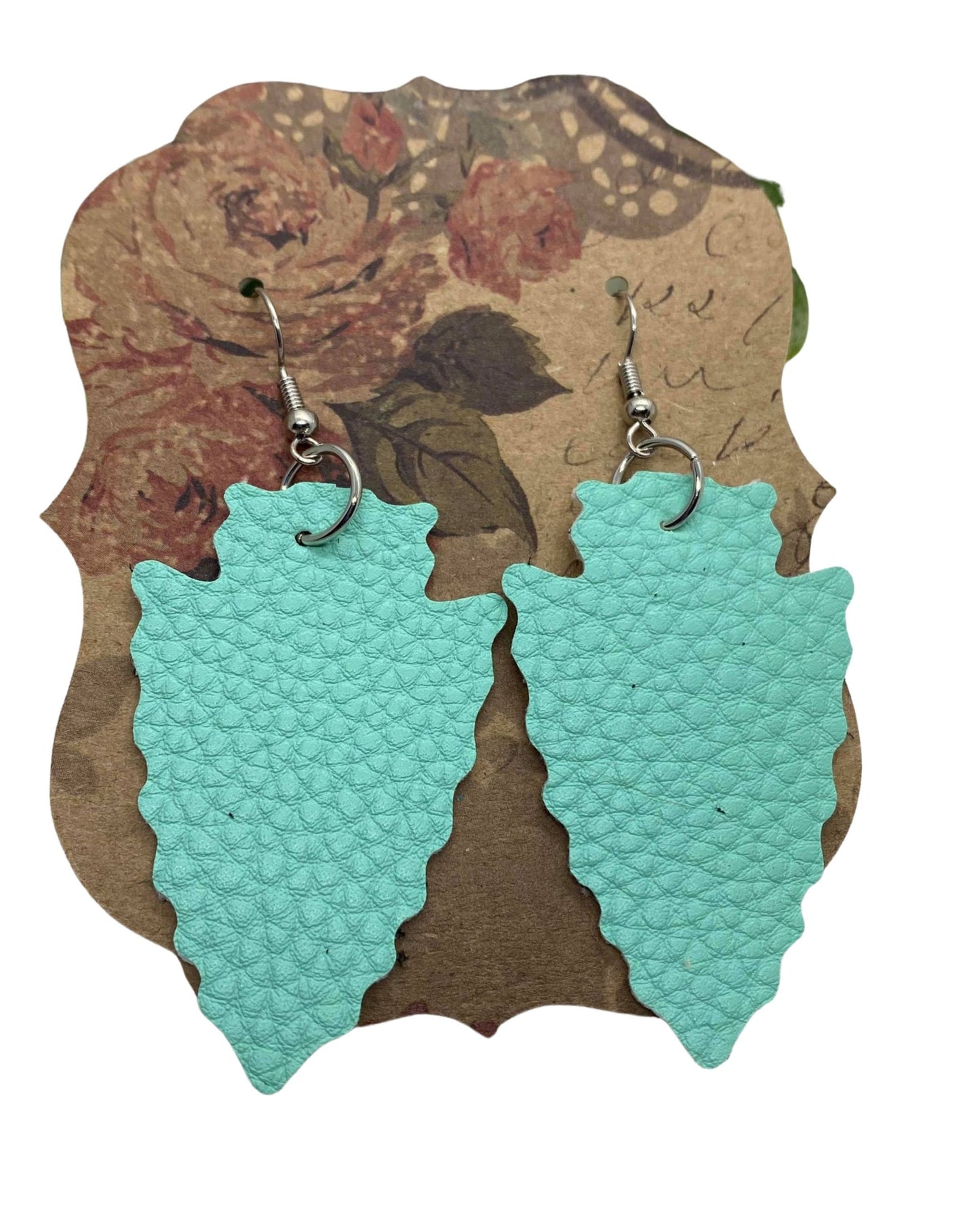 Green Arrowhead Earrings