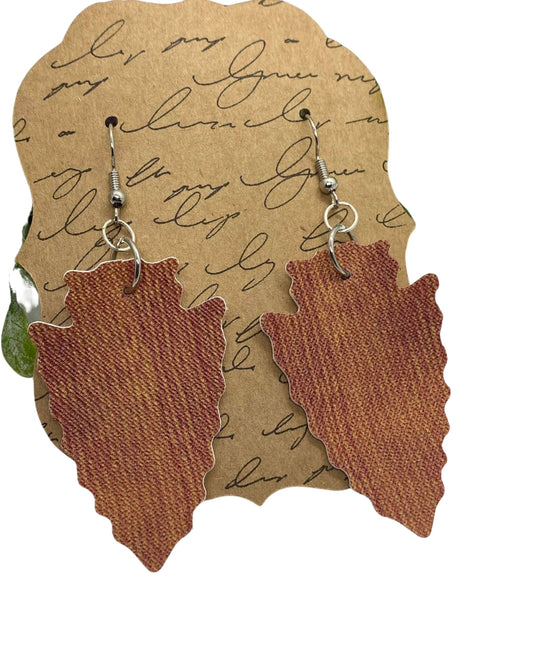 Brown Arrowhead Faux Leather Earrings