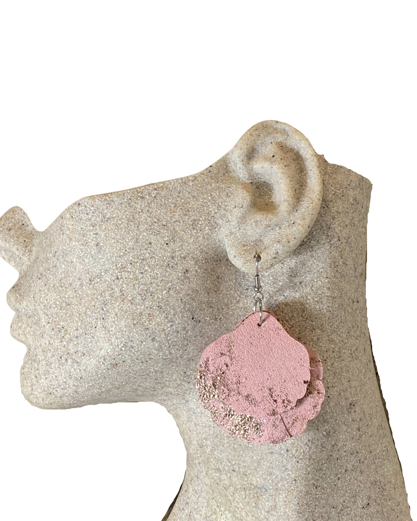 Pink Leather Earrings