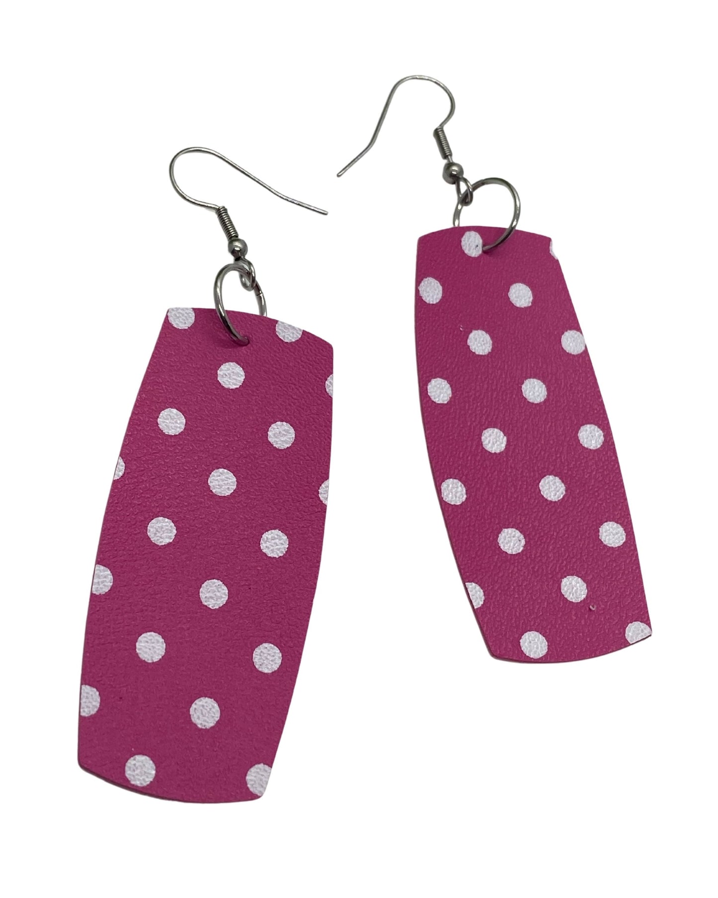 Pink Faux Leather Earrings| Poka Dot