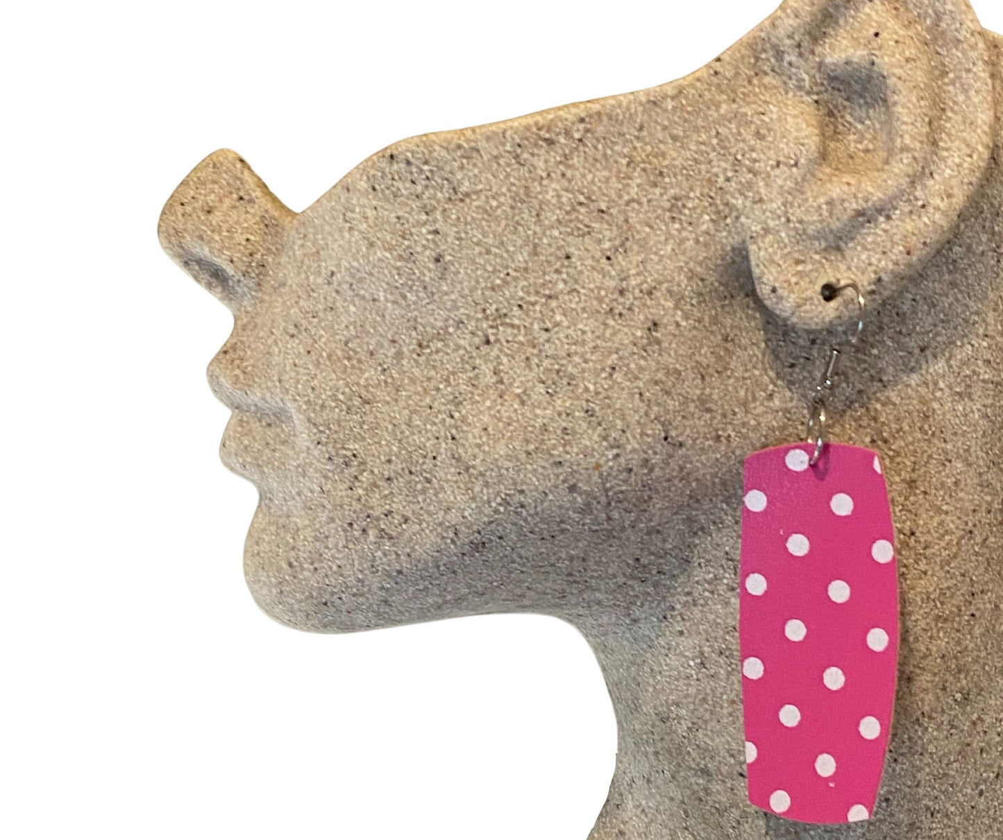 Pink Faux Leather Earrings| Poka Dot