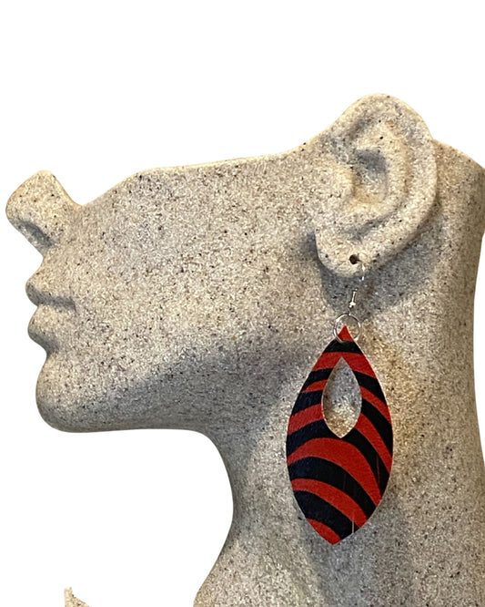 Red Zebra Leather Earrings