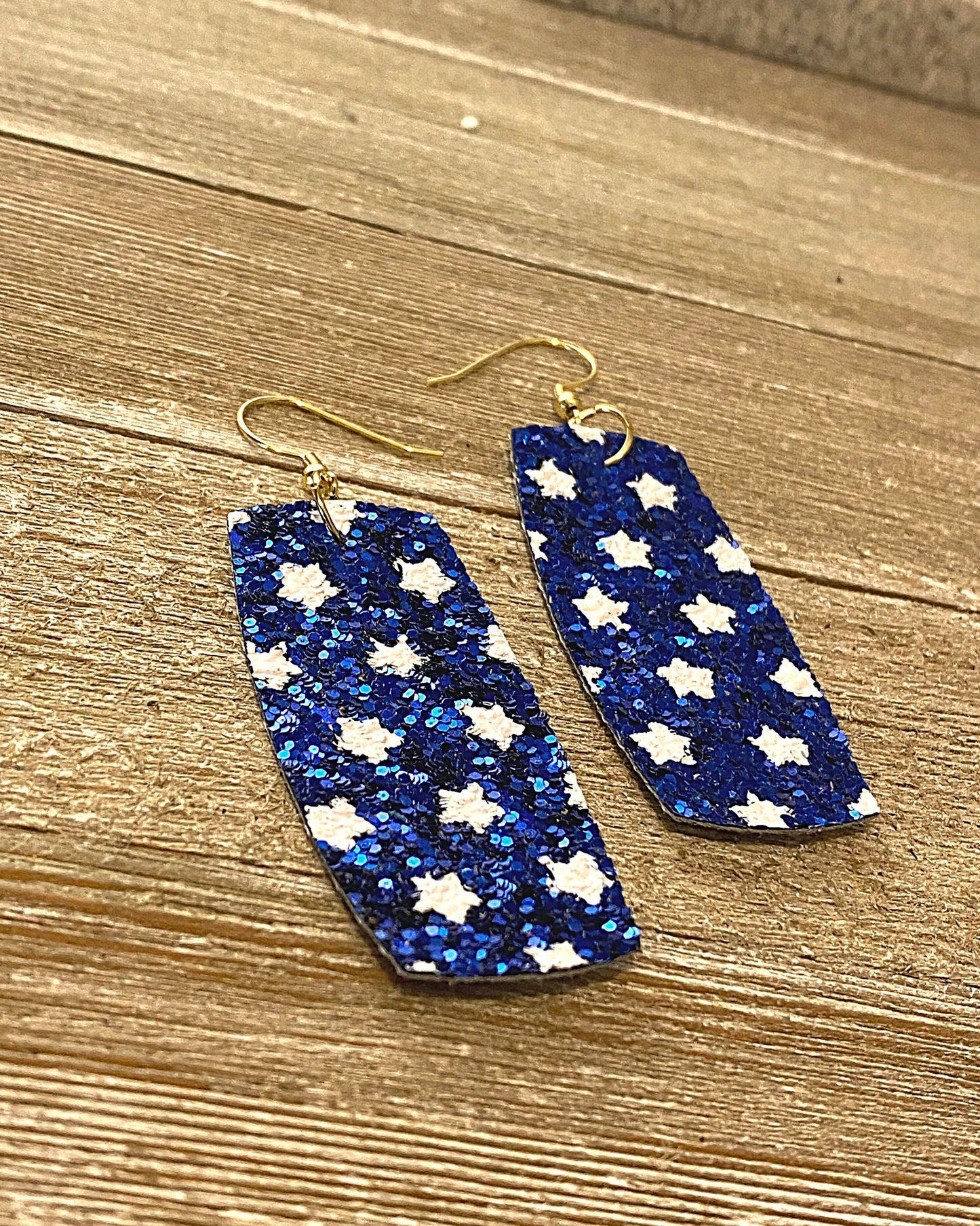 Blue Faux Leather Earrings