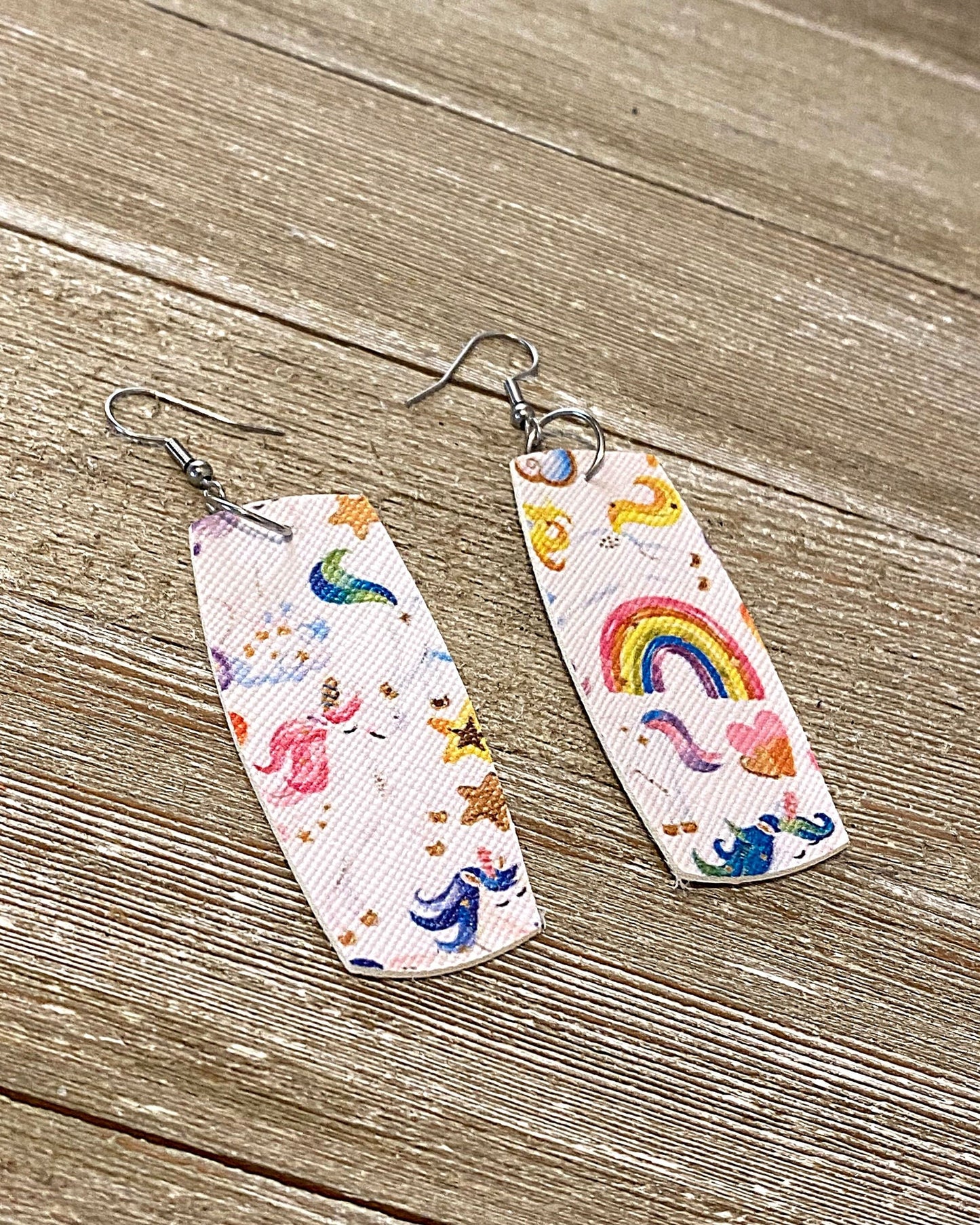 Unicorn Flower Faux Leather Earrings