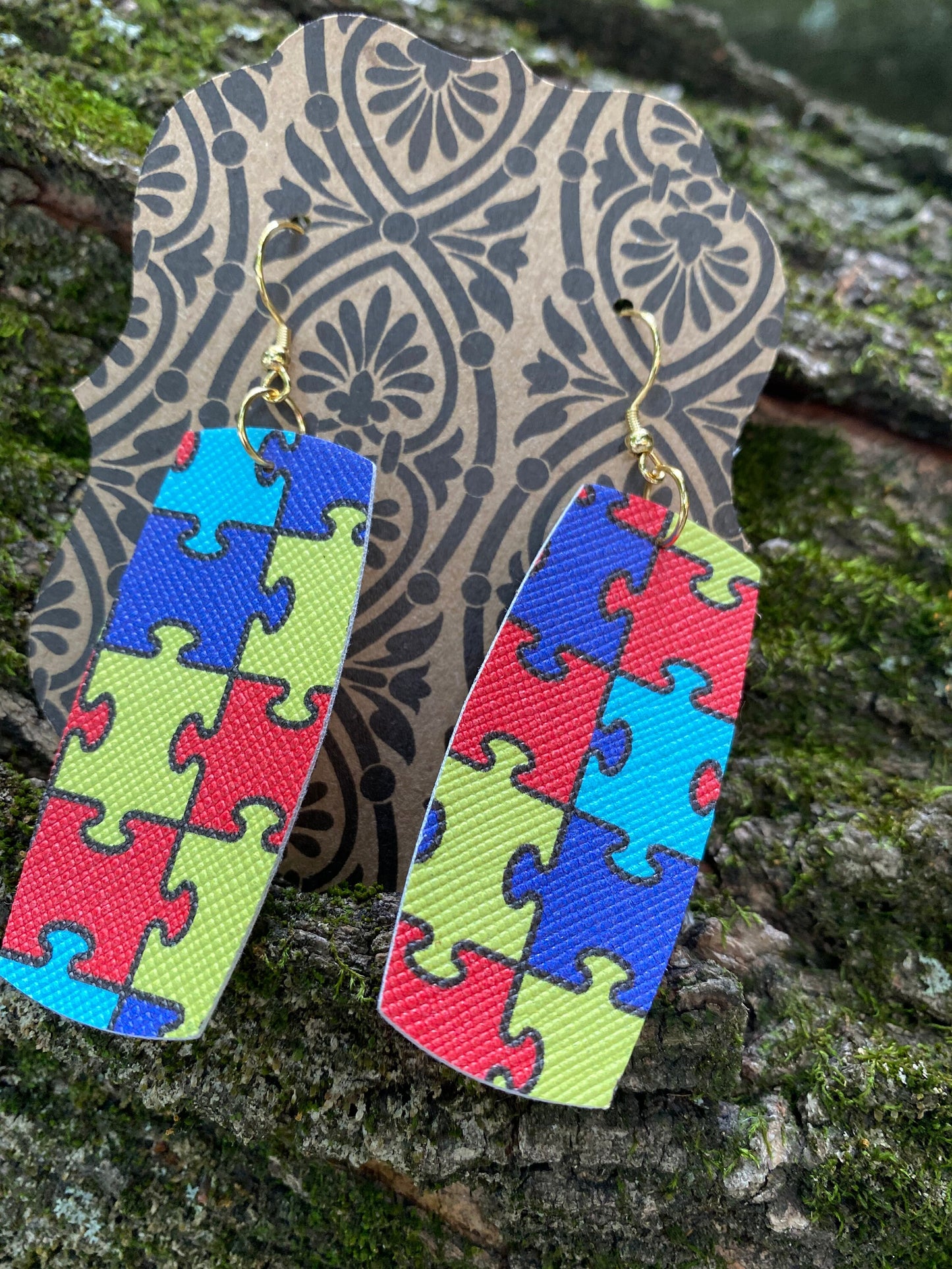 Autism Faux Leather Earrings