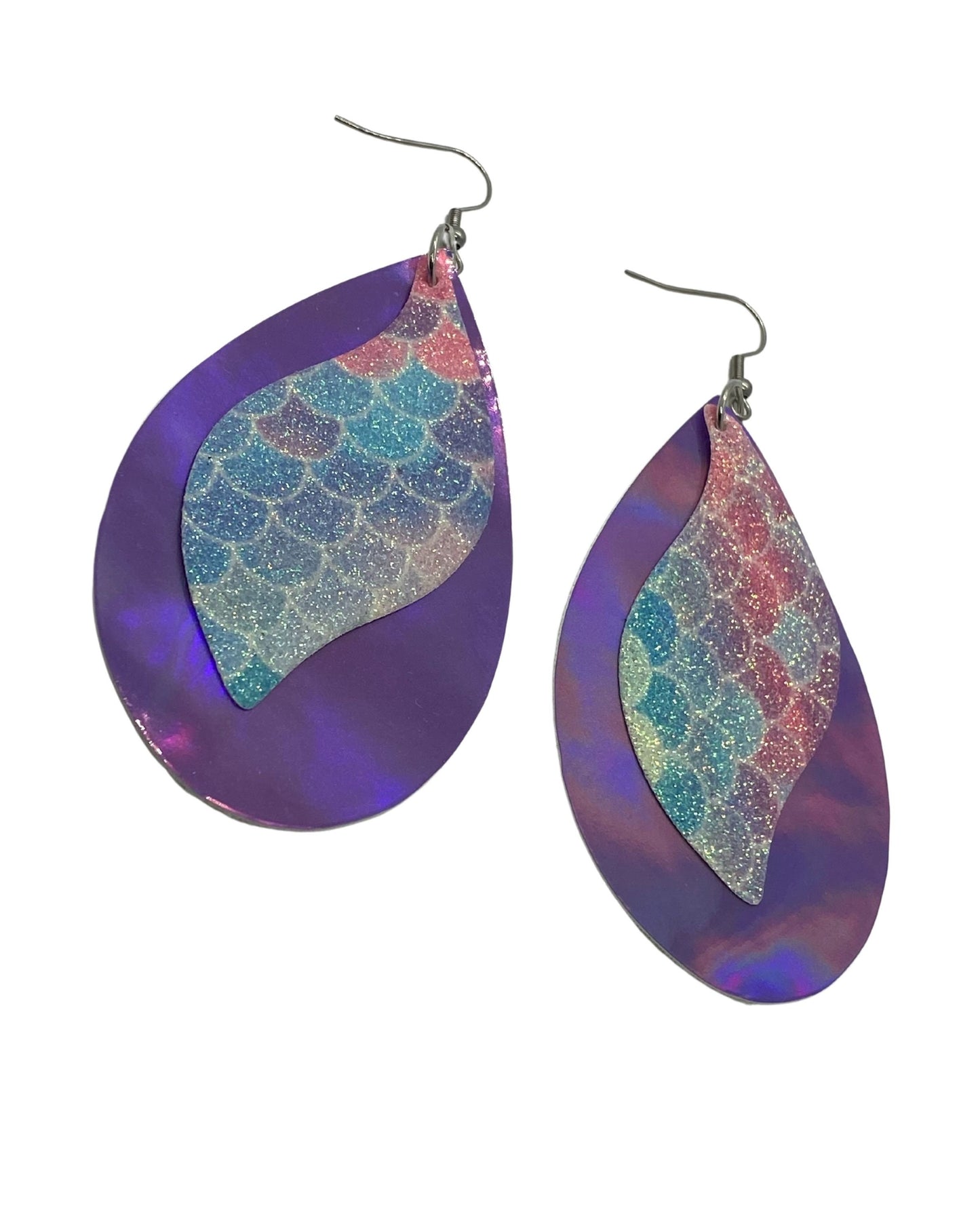 Mermaid Scales Faux Leather Earrings