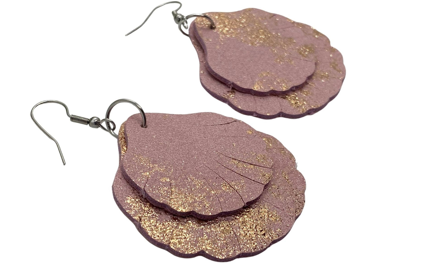 Pink Leather Earrings