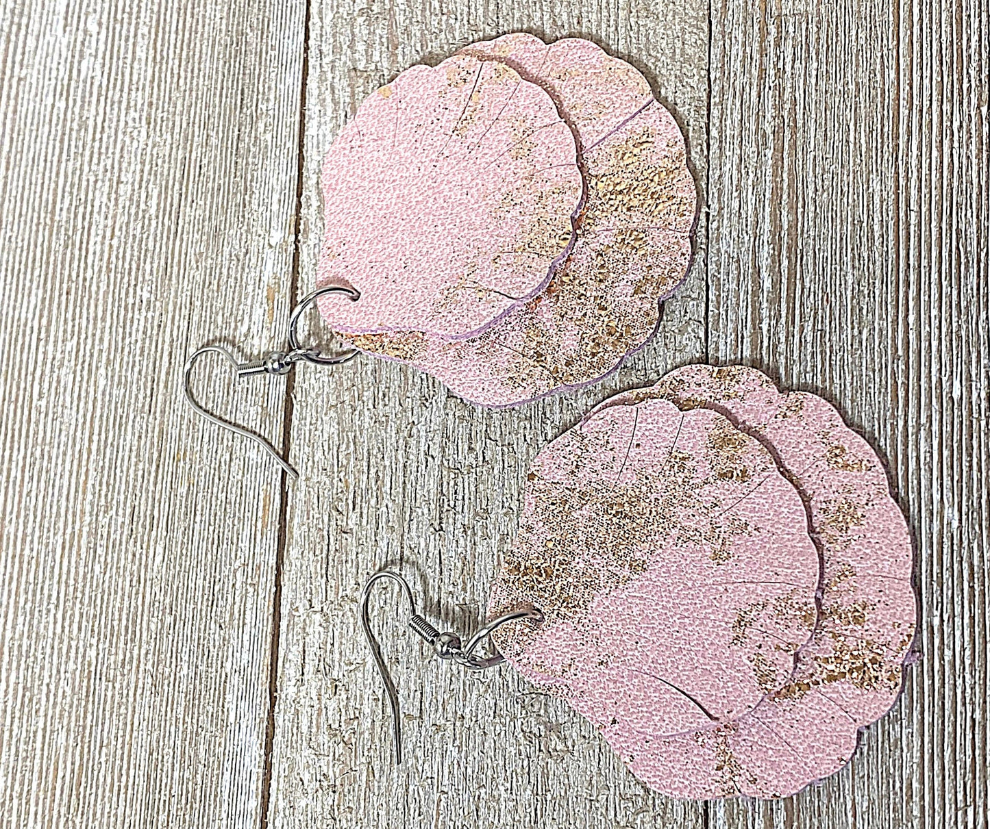 Pink Leather Earrings