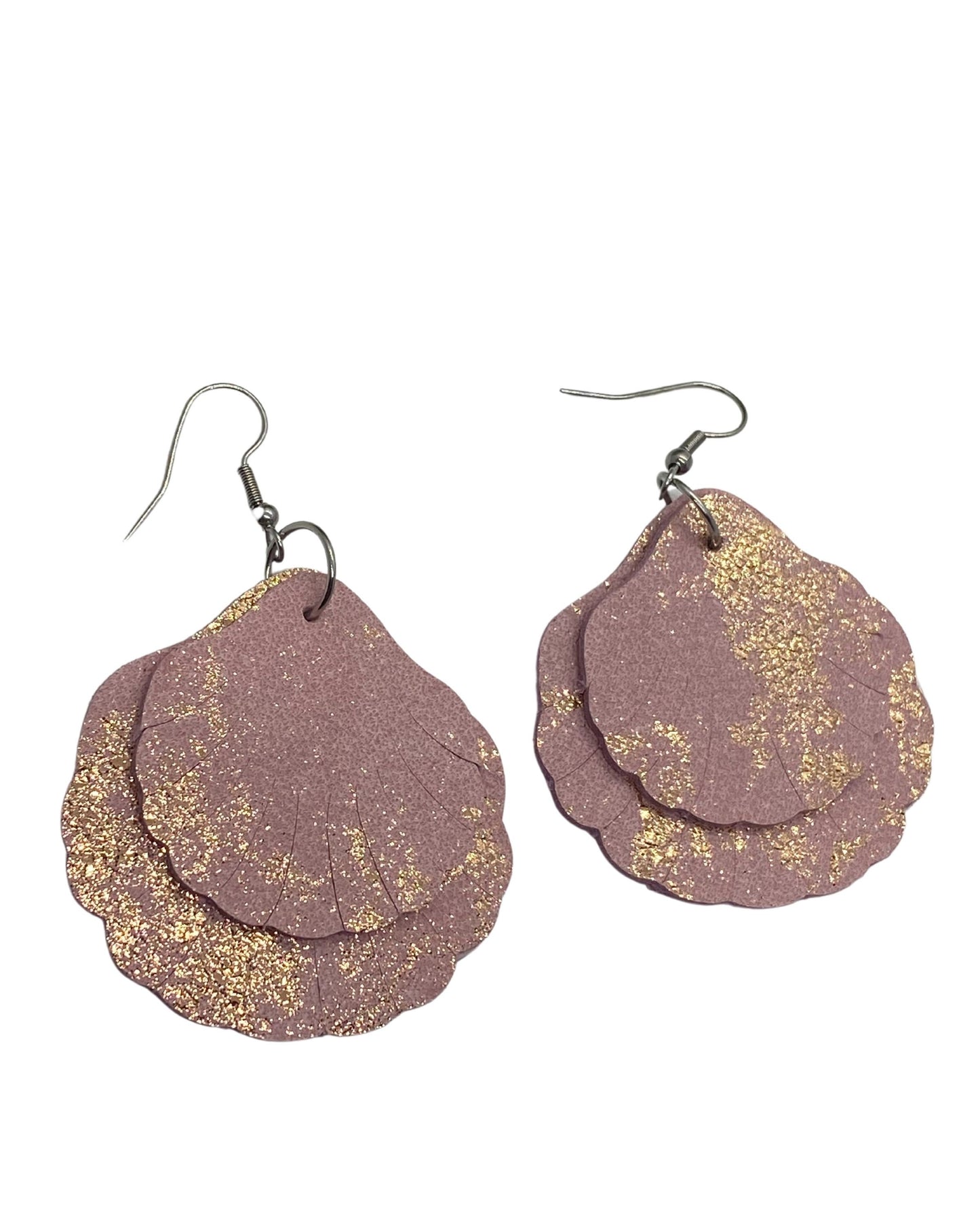 Pink Leather Earrings