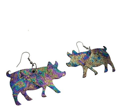 Leather Pig Earrings