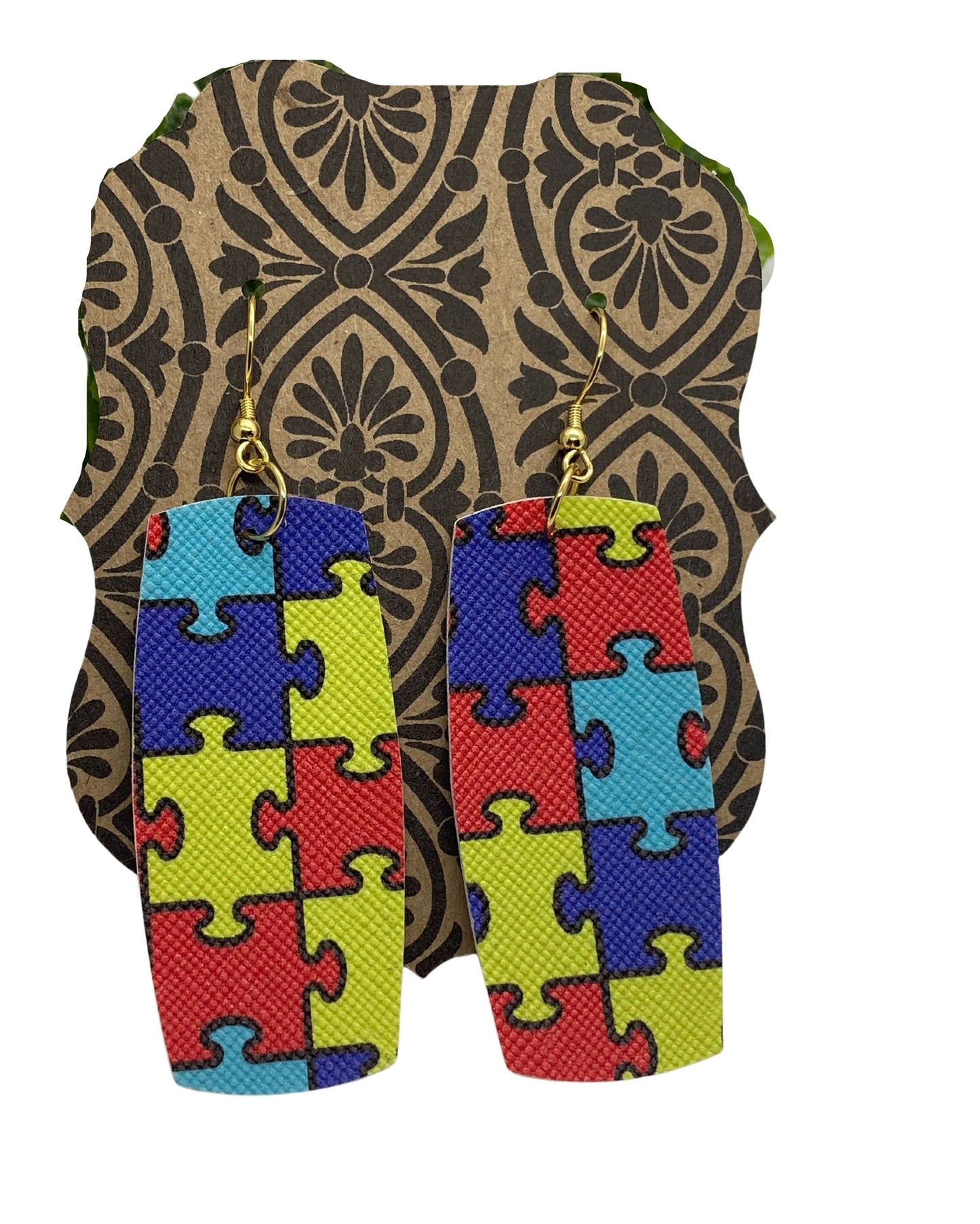 Autism Faux Leather Earrings