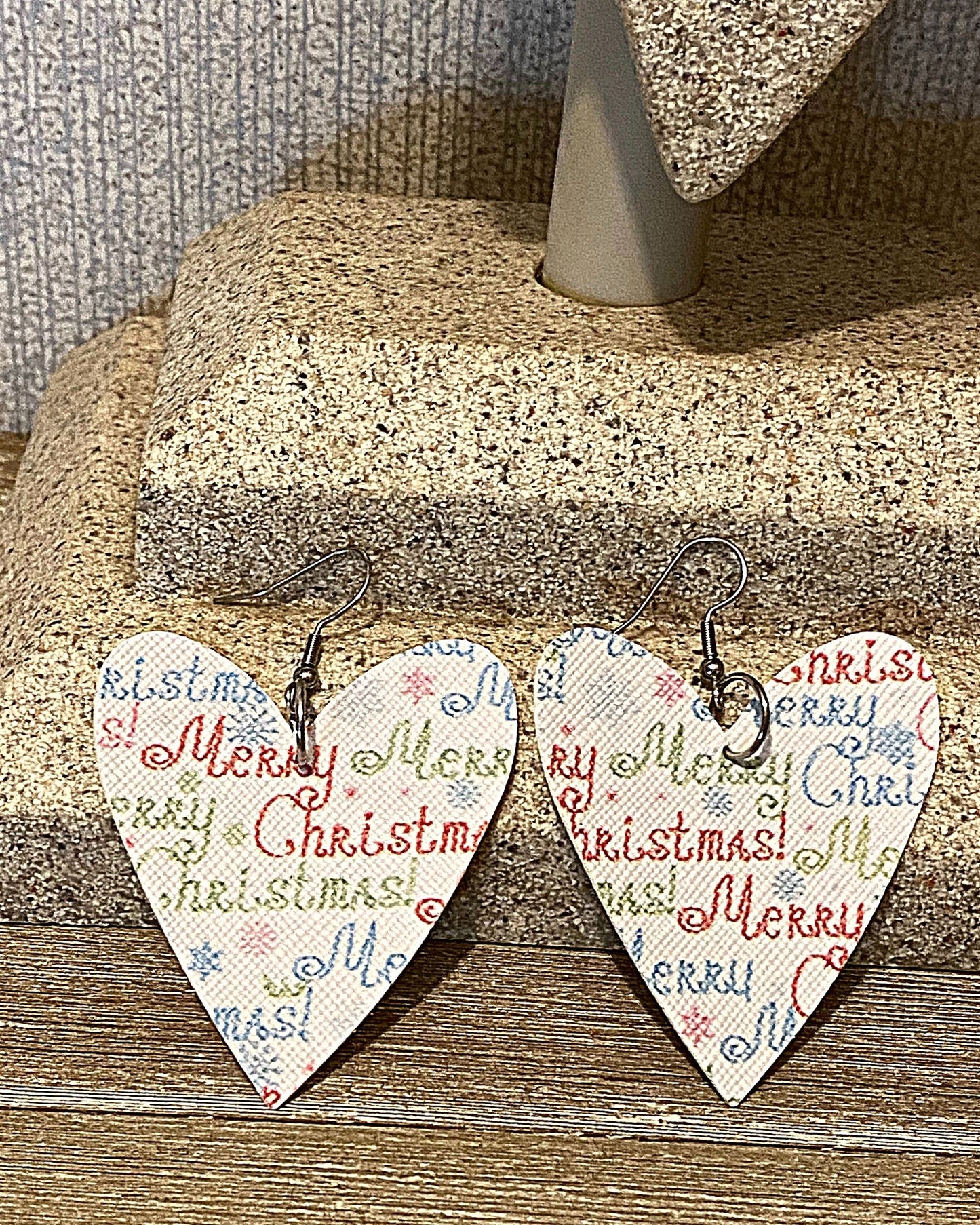 Merry Christmas Heart Earrings