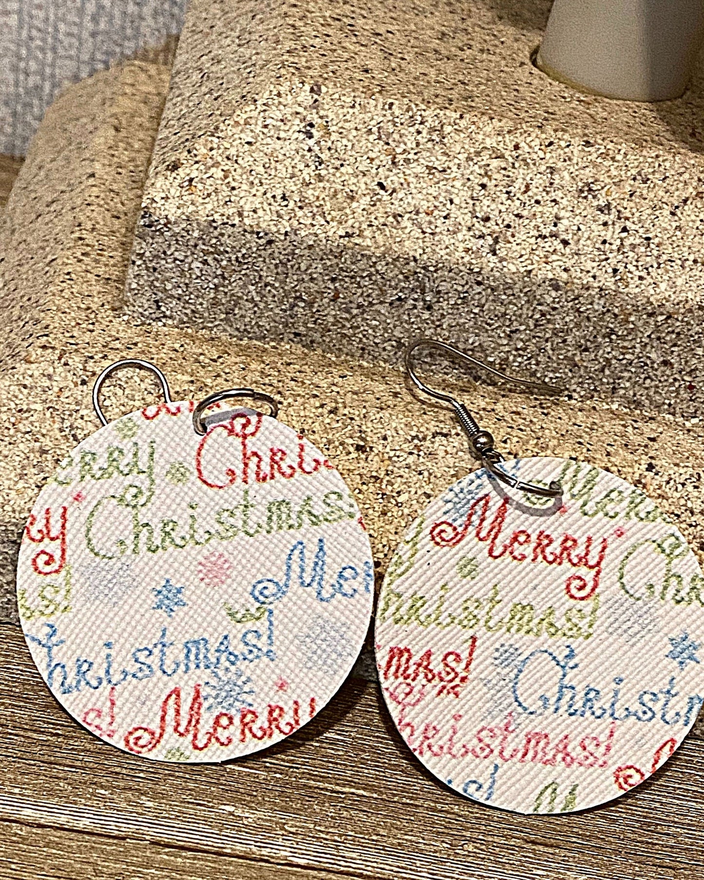 Merry Christmas Circle Earrings