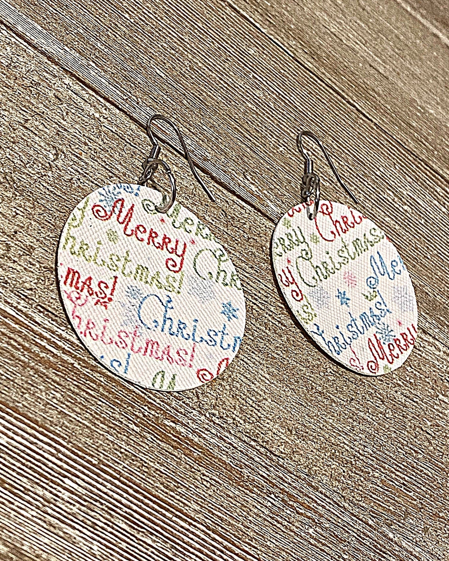 Merry Christmas Circle Earrings