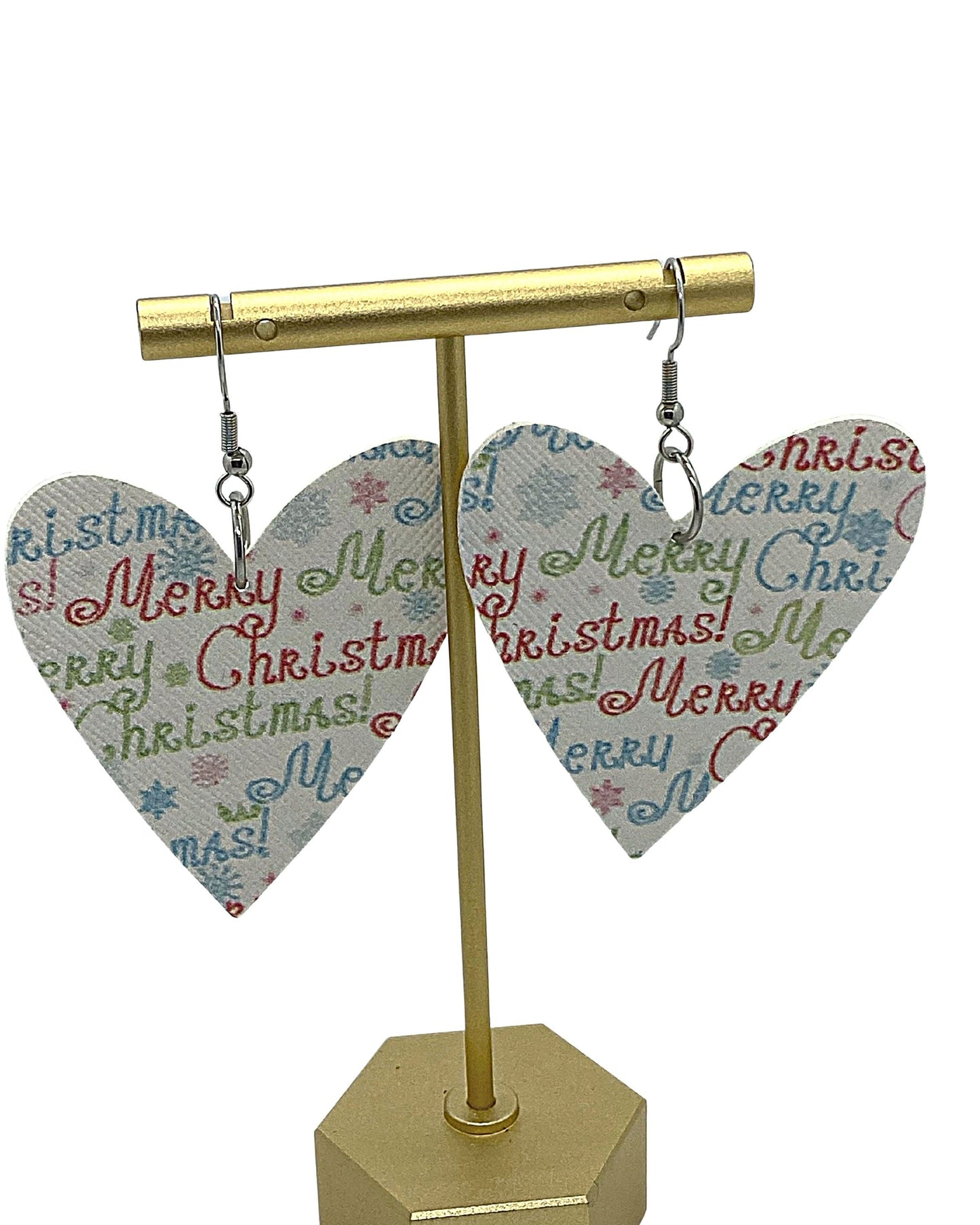 Merry Christmas Heart Earrings