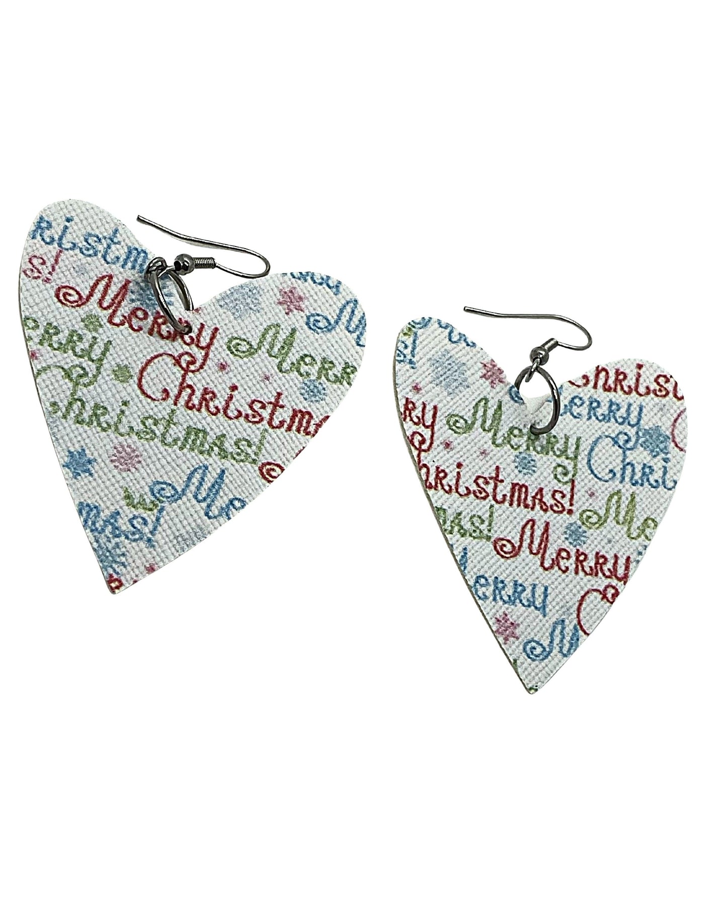 Merry Christmas Heart Earrings