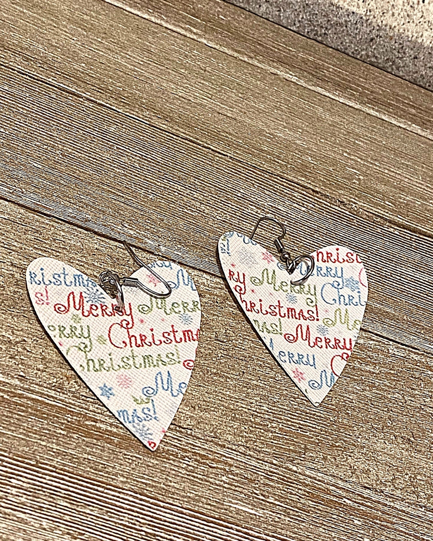 Merry Christmas Heart Earrings