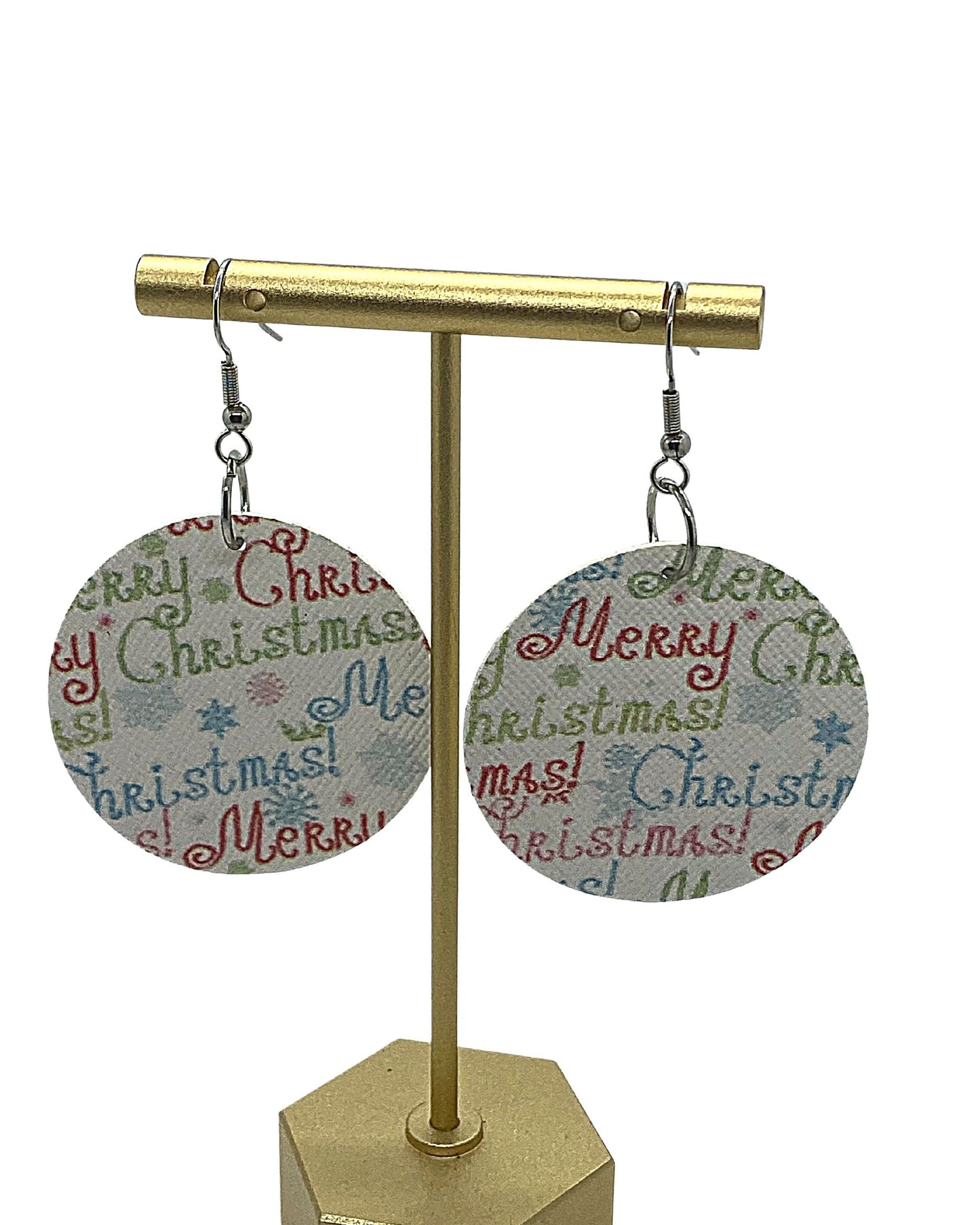 Merry Christmas Circle Earrings