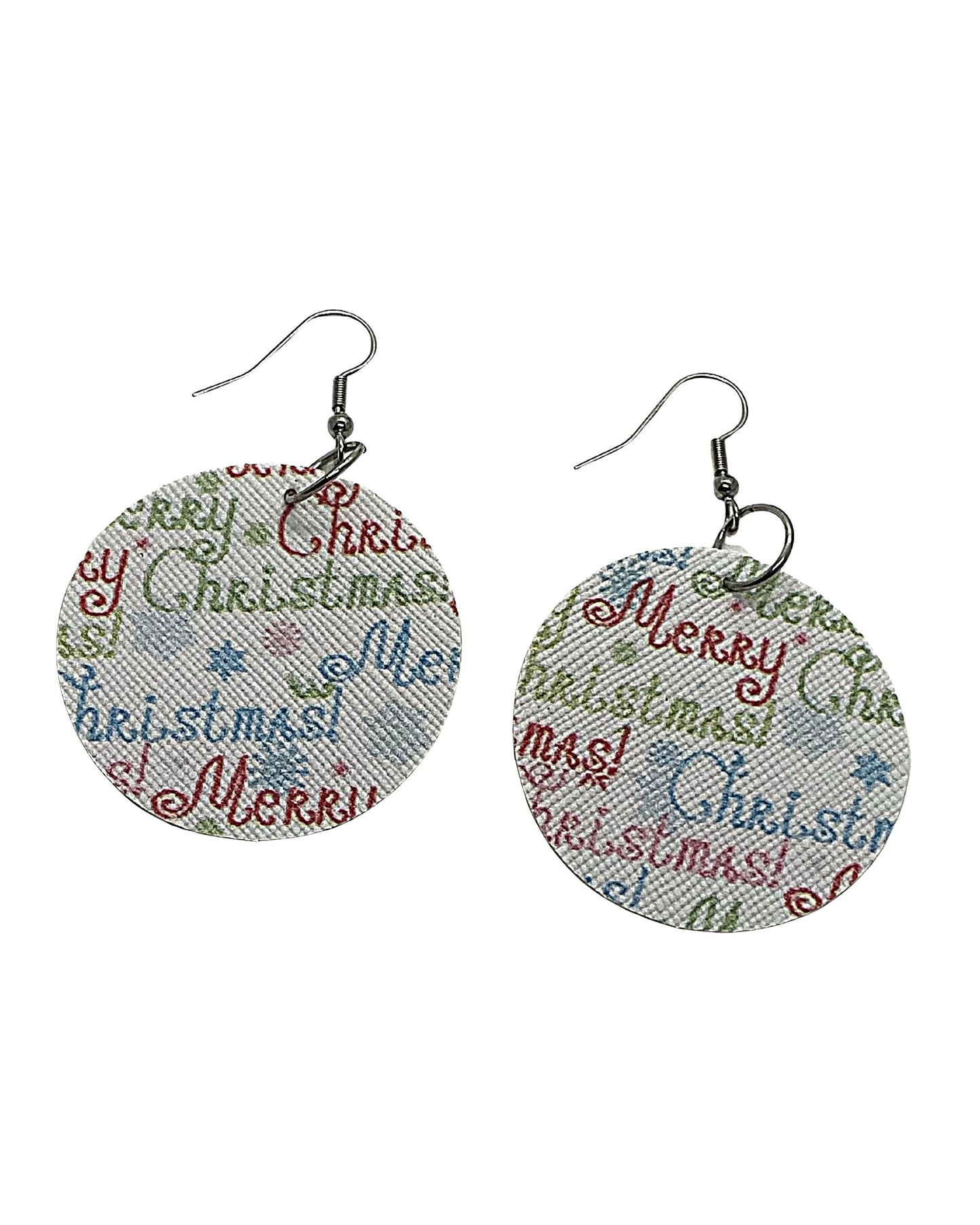 Merry Christmas Circle Earrings