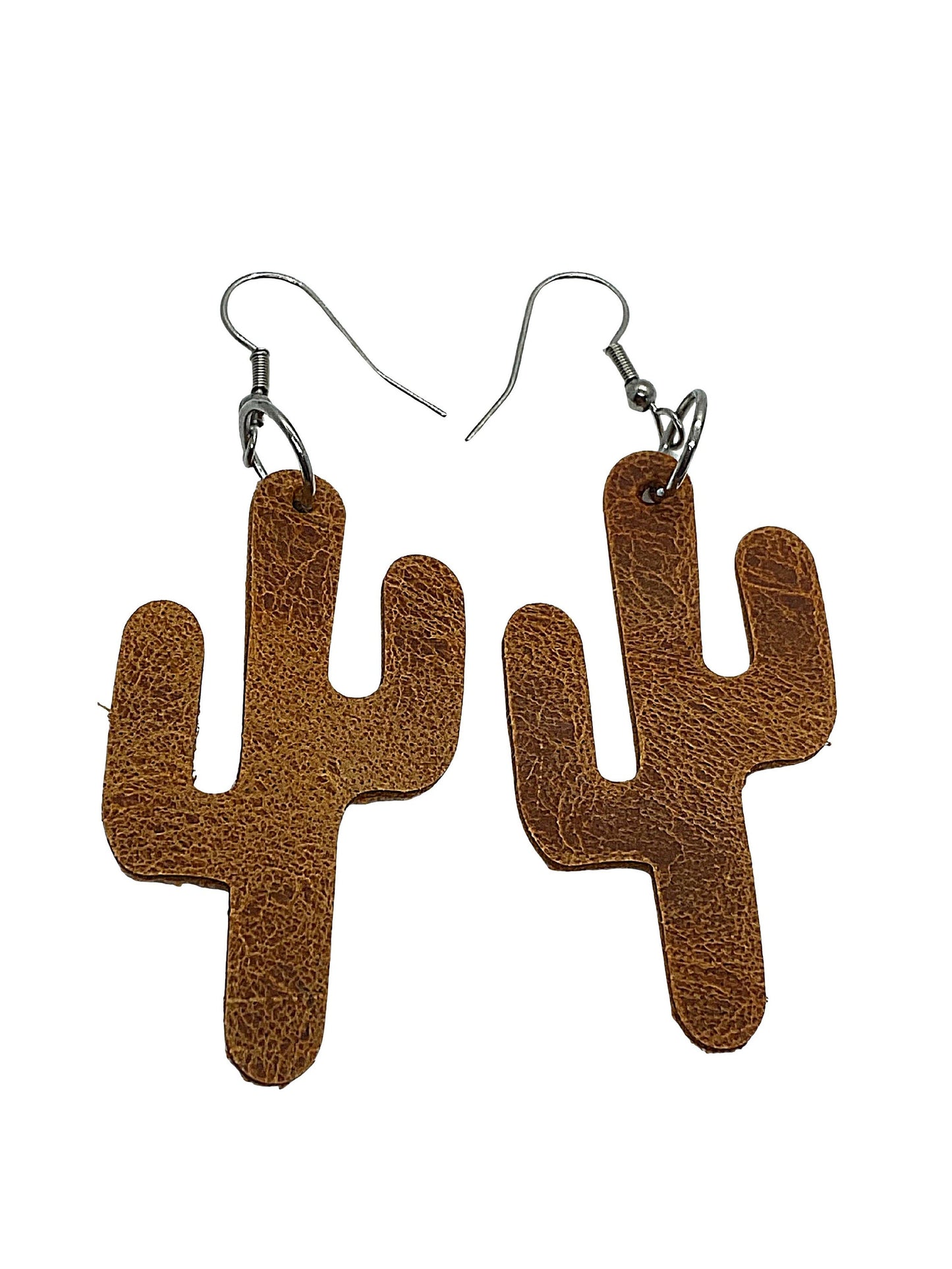 Leather Cactus Earrings