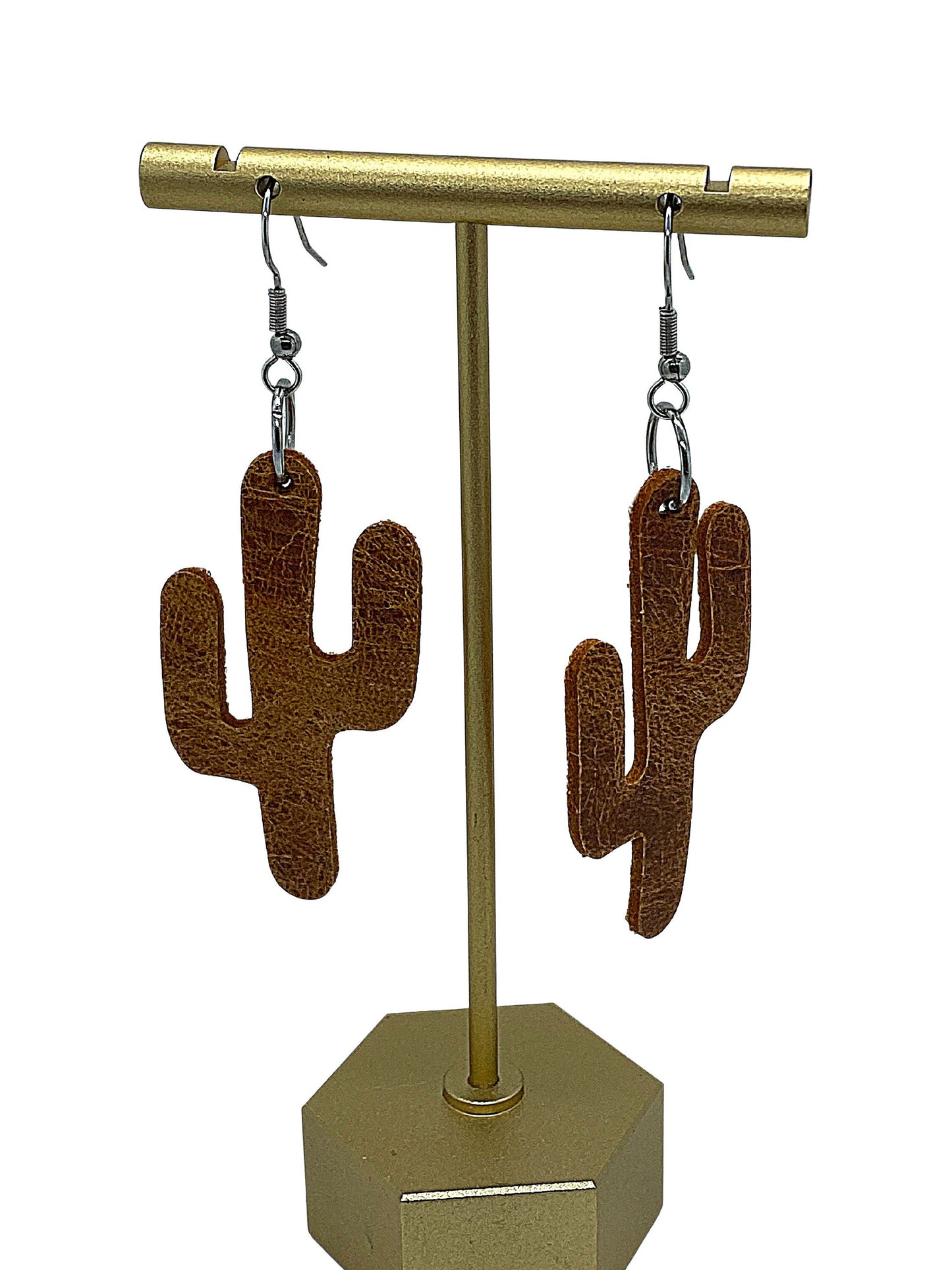 Leather Cactus Earrings