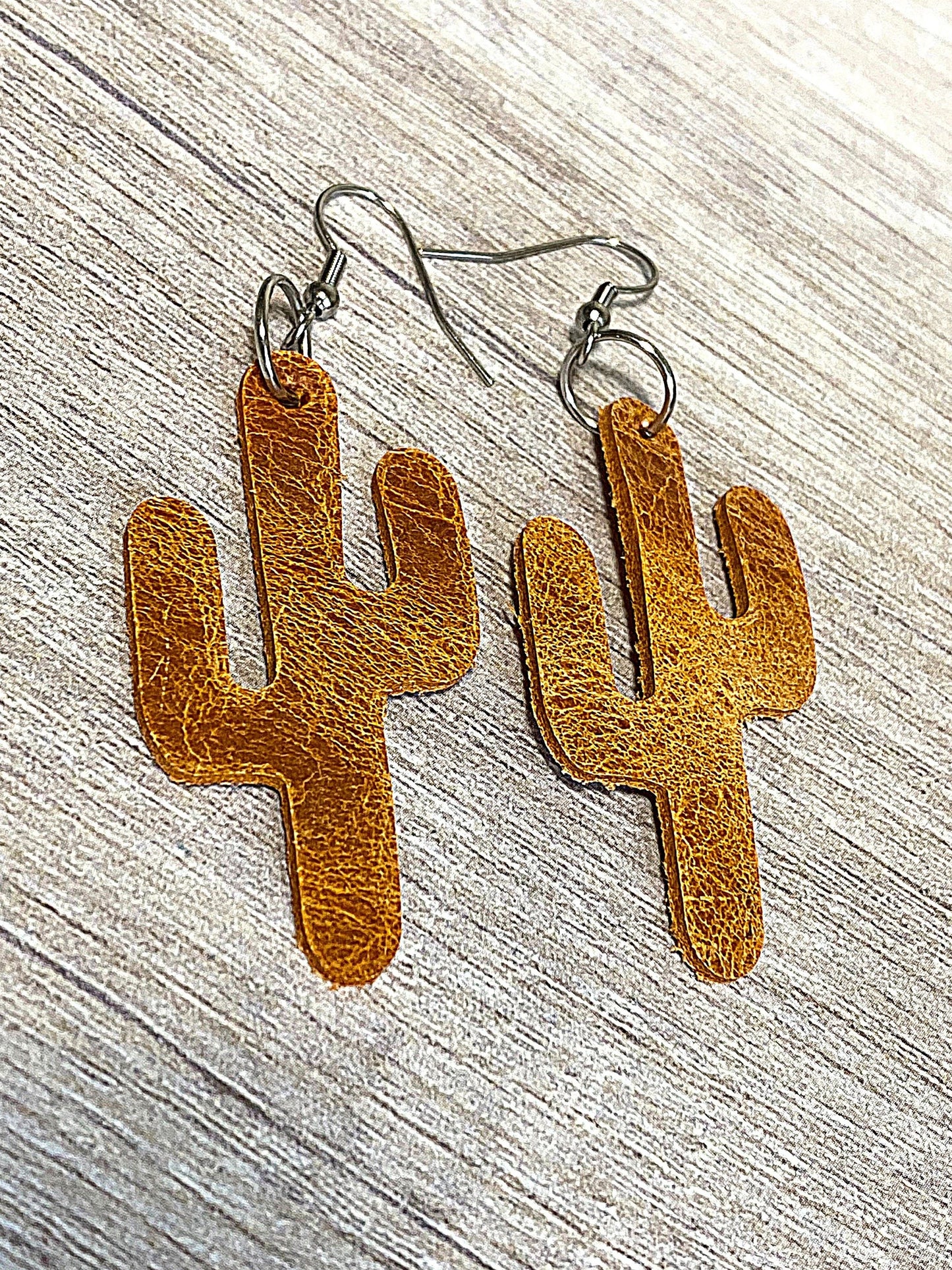 Leather Cactus Earrings