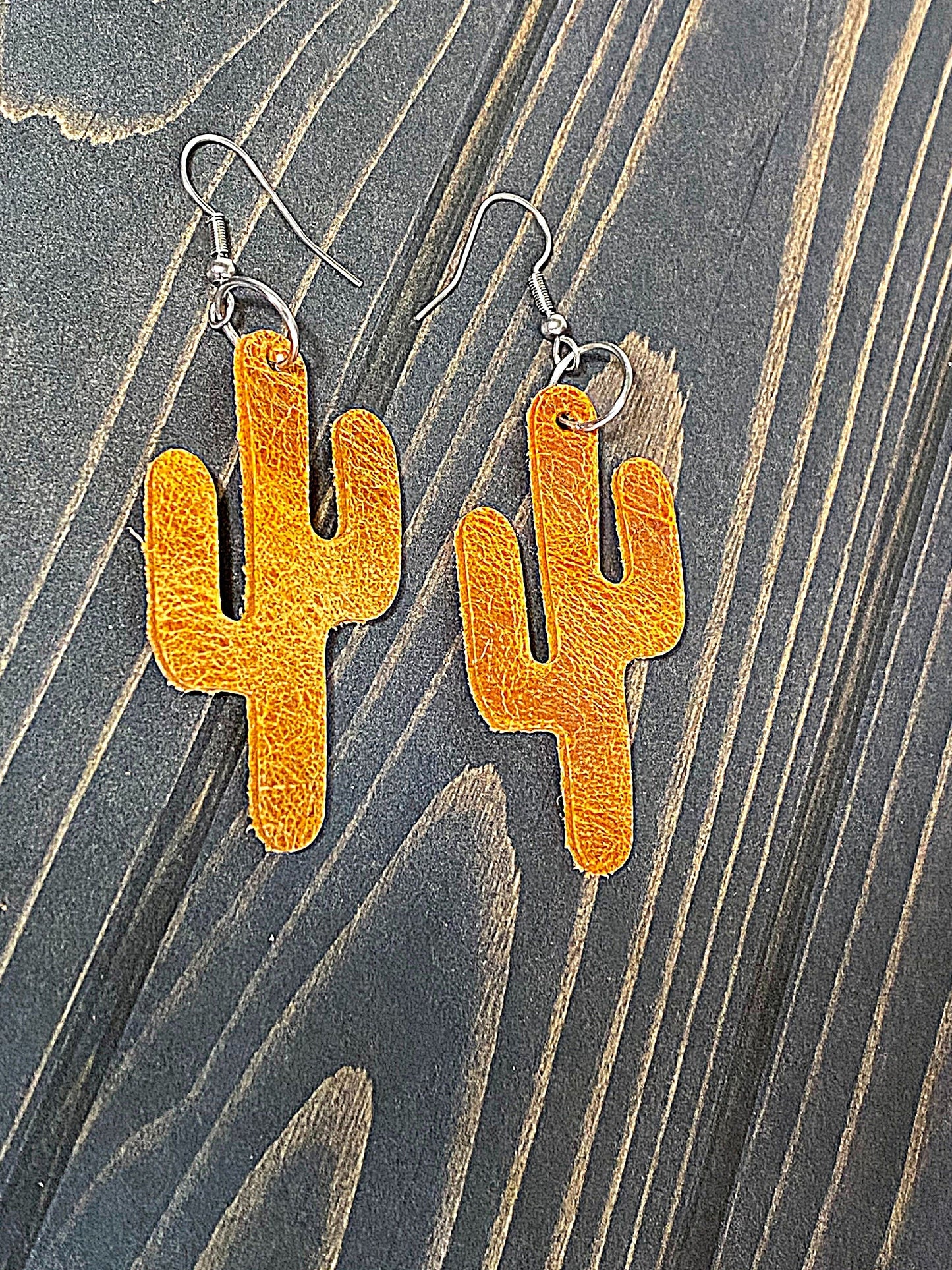 Leather Cactus Earrings